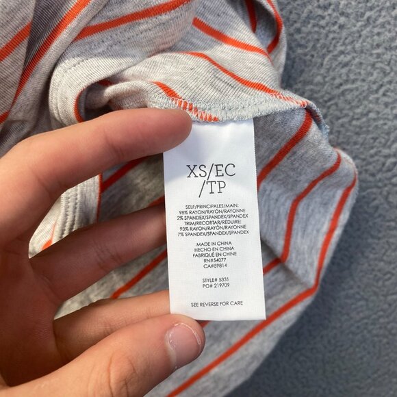 CAbi Womens Heather Gray Orange Stripe Ruffle Tank Top- 5331-Size XS,Lighweight - Picture 7 of 9